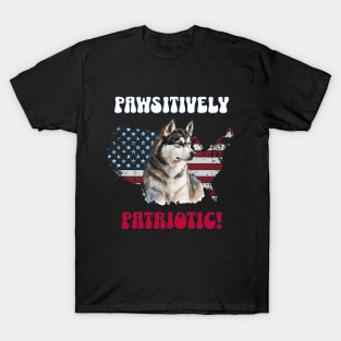 4th of July Independence Day Patriotic Siberian Husky Funny Design for Dog Lovers T-Shirt